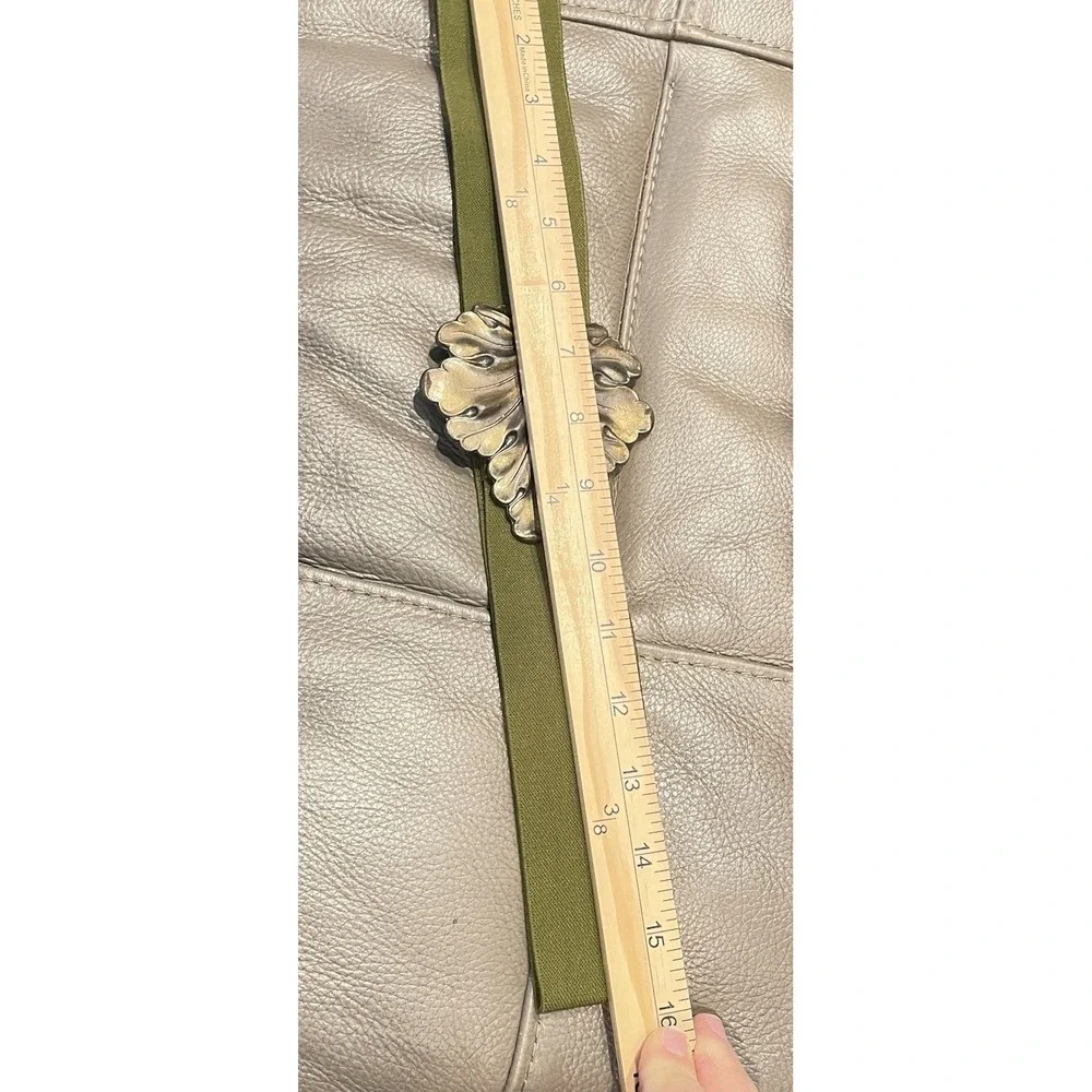 MCM Fall Colors Nylon Belt Green Women's w/Bronze Tone, Metal, Heavy Leaf Buckle